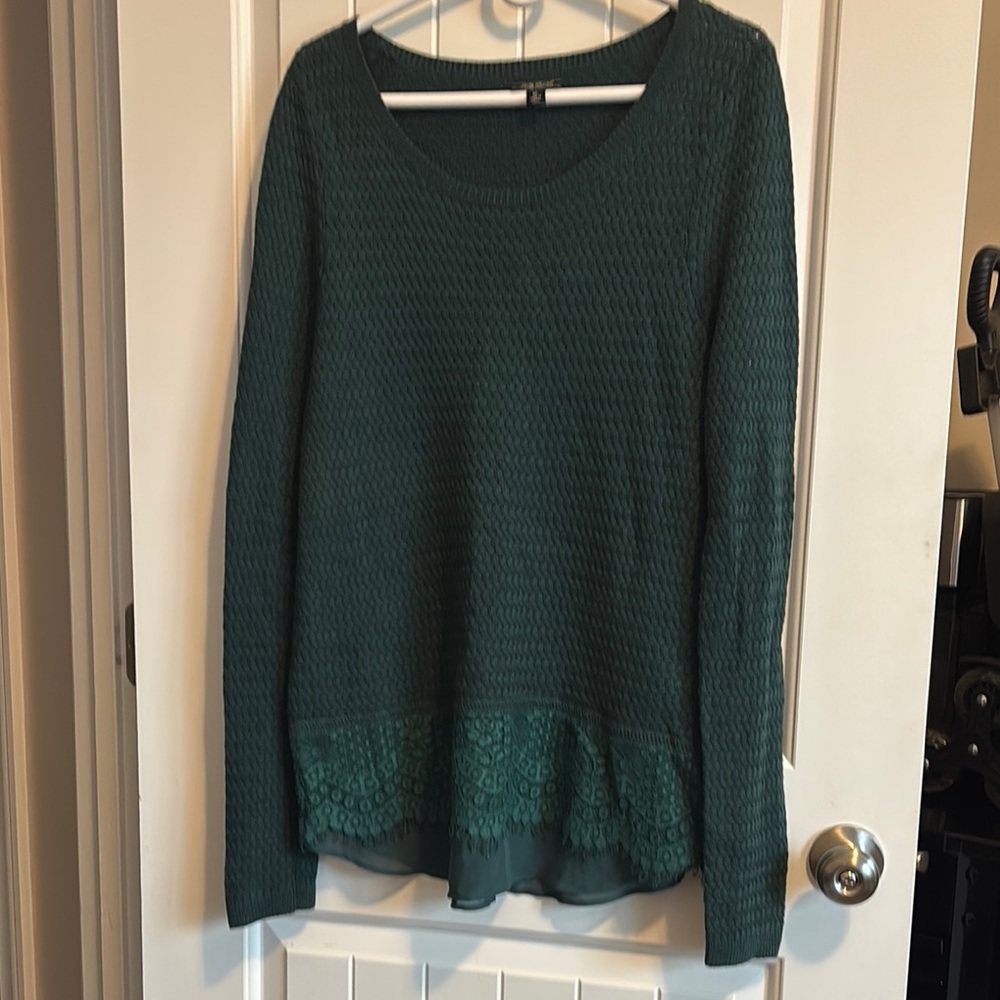 Lucky Brand Teal Knit and Lace Top. Size XL